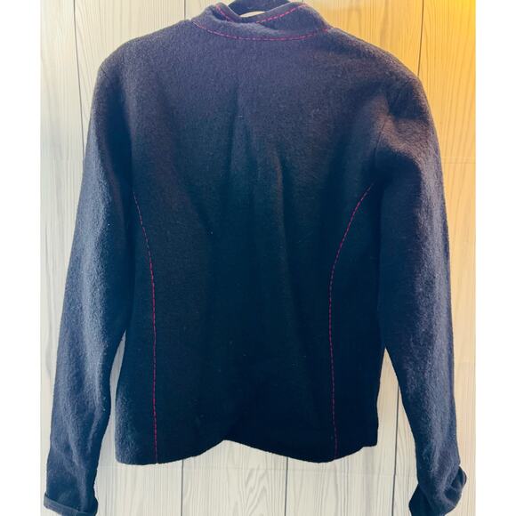 Coldwater Creek Womens Small Black Embroidered Snap Button Wool Cardigan (READ) - Picture 2 of 13